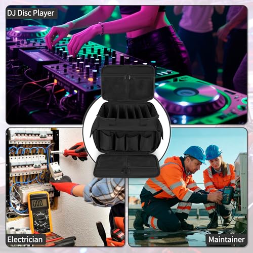 Image of IBVIVIC Cable File Bag with Adjustable Dividers Dj Gig Bag for Cables, Cords,DJ Gear,Sound Instrument and Accessories 16L x 11W x 12H inch Black
