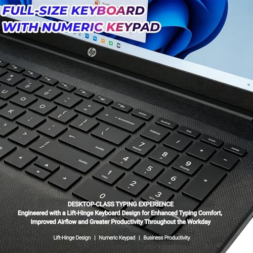 Image of HP 17.3 inch Large Screen Business Laptop, 10-Core Intel Core 5 120U Processor (Up to 5.0GHz), 16GB RAM, 1TB SSD, Numeric Keypad, Privacy Shutter Camera, Windows 11