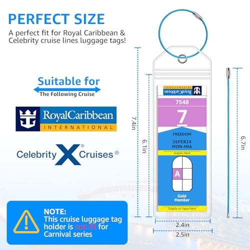 5 Pack Cruise Luggage Tag Holder for Royal Caribbean & Celebrity Ships in 2024-2025 by FUNMCAN, Narrow Clear Plastic Luggage Tags for Travel Suitcases Cruise Ship Essentials & Accessories Must Haves3