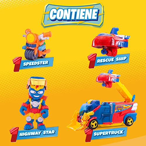 SUPERTHINGS Rescue Truck, Camión de Rescate de Superthings con Escalera y Nave, Incluye 1 Kazoom Kid y 1 SuperThing