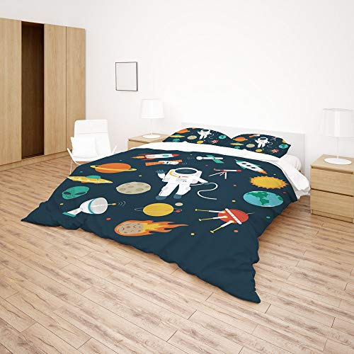 Parure de lit satellite anti-plis en polyester doux housse et taie