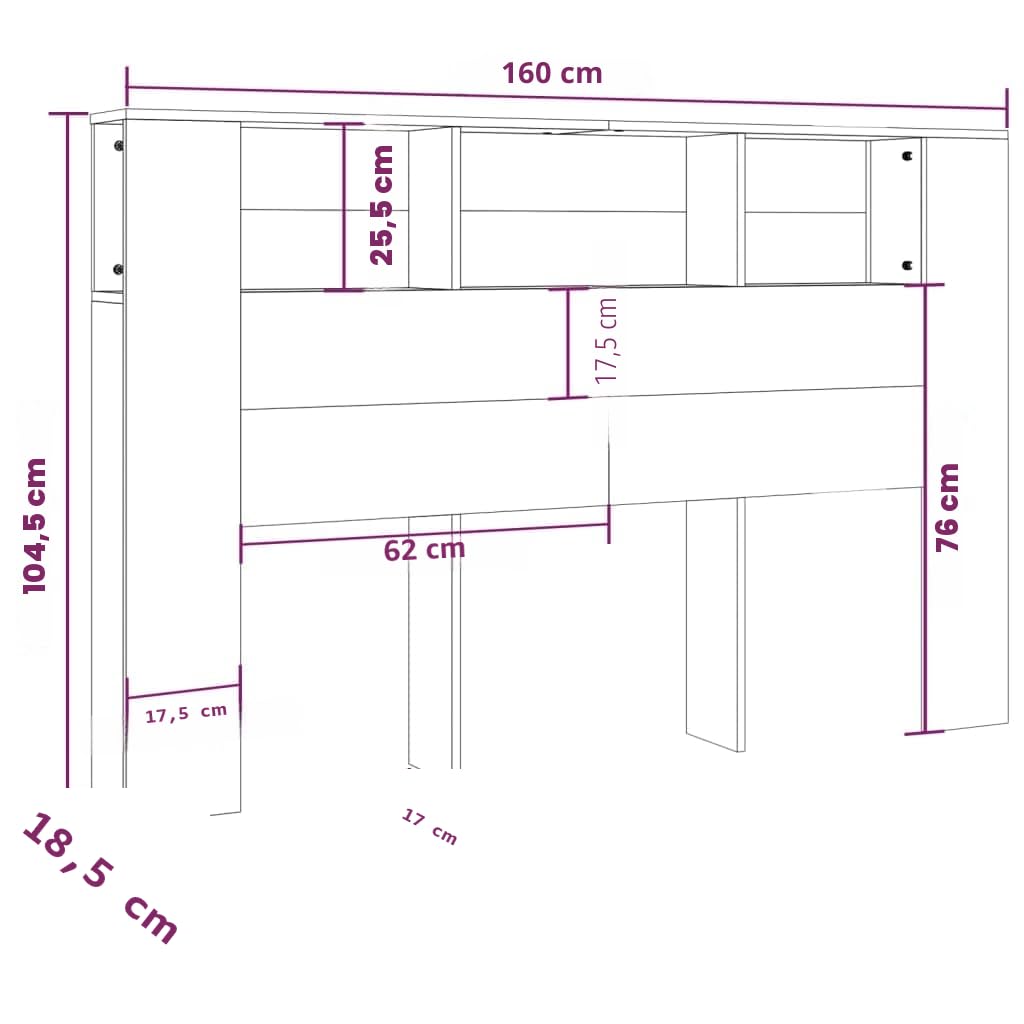 Festnight Tete de lit 160 cm Tête de lit avec Rangement Têtes de lit pour Adulte Armoire de Tête de Lit Murale Meuble de Chambre à Coucher avec Rangement-Chêne sonoma-160x18,5x104,5 cm