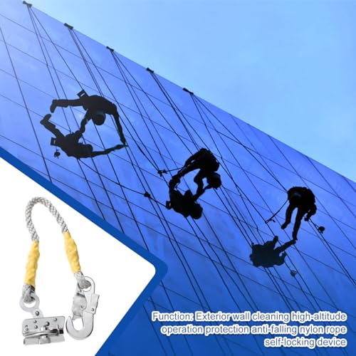 Image of Veemoon Self-Locking Fall Protection Lanyard Rope Grab Fall Protection Device Climbing Arrester High Strength Safety Rope Construction Tool Lanyard Vertical Lifeline for Climbing, Aerial Work