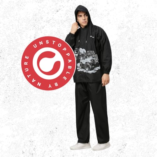 Image of Citizen Explorer Raincoat for Men with Waterproof Pant, Adjustable Inbuilt Hood & Carry Bag | Poly Rubberized PVC Coated Fabric | Durable & Lightweight Rainsuit