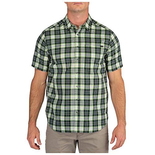5.11 Tactical Men's Hunter Plaid Short Sleeve Shirt Oil Green Plaid, S, 71374LX