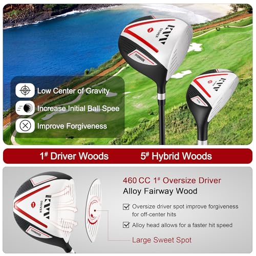 Image of KVV Men Complete Golf Clubs Set, 7 /11 Piece Full Golf Club Set with /Without Stand Bag, Right & Left Handed All Golf Clubs for Men Beginner