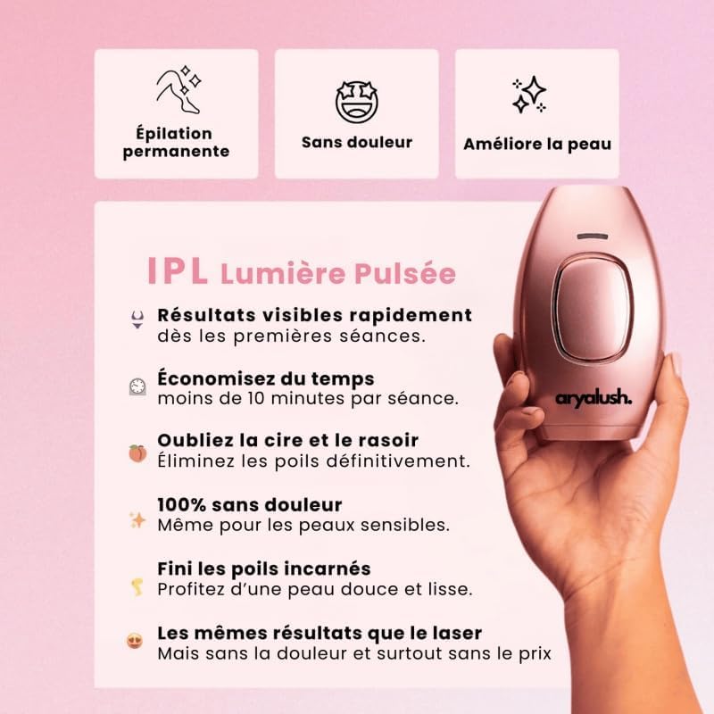 Aryalush IPL PULSE ÉPILATEUR À LUMIÈRE PULSÉE(Rose)