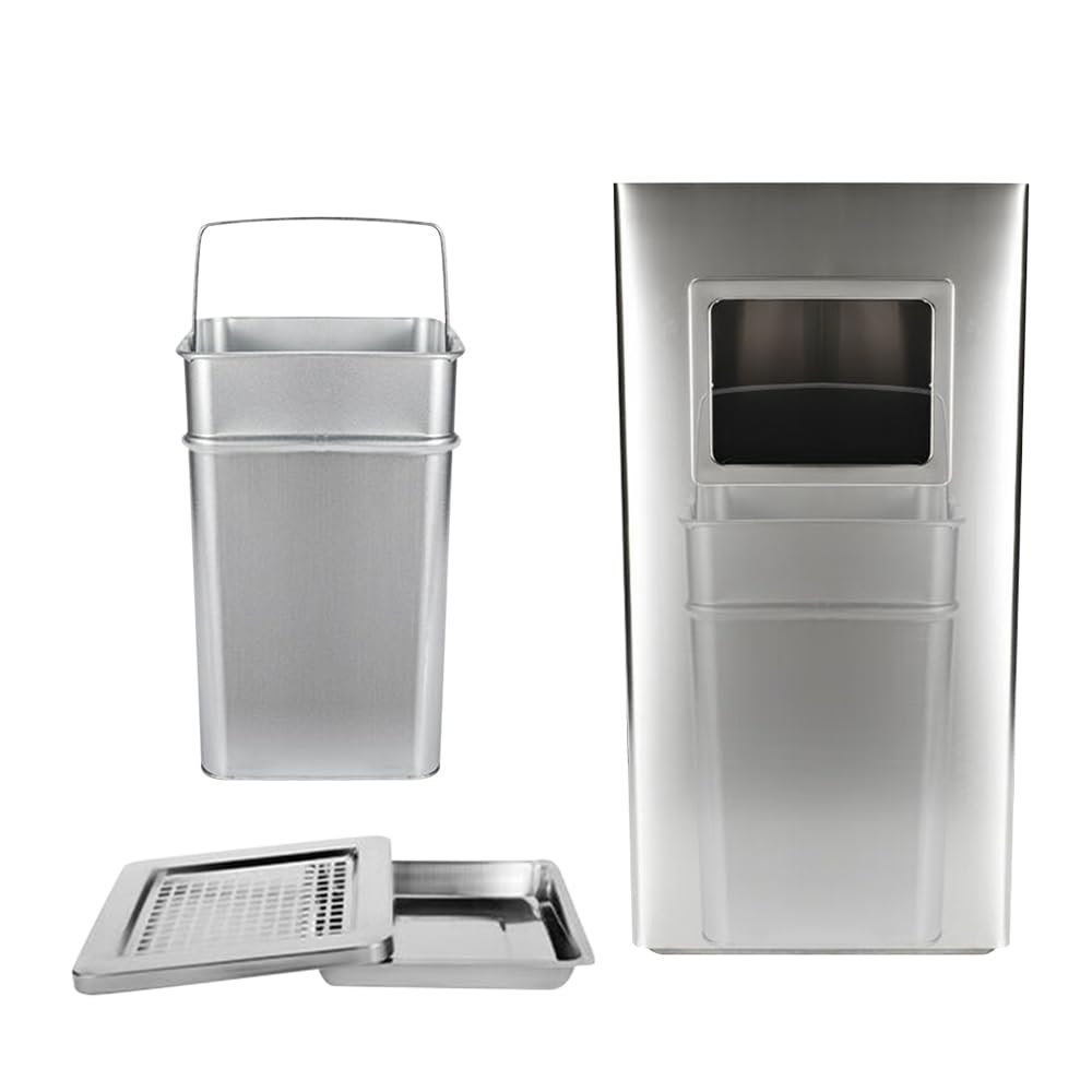 homewell 35L Standaschenbecher für draußen, Mülleimer mit Aschenbecher Abfalleimer mit Inneneimer, 60 x 24 x 24 cm
