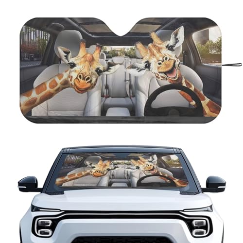 Image of Giraffe Car Sun Shade for Windshield Auto Sun Shades Foldable Automotive Interior Accessories for Sun Protection Protector Accessories for Car Truck SUV