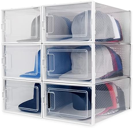 Apobabo Hat Organizer for Baseball Caps, Transparent Dust-Free Cap Rack Box Display, Easy Assembly Stackable Hat Storage System