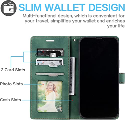 Étui portefeuille iPhone 14 marron en cuir avec porte-cartes et béquille - 4
