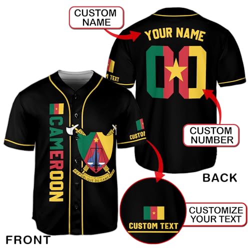 Camisa de béisbol personalizada para hombre, estilo Cameroon miniatura 3