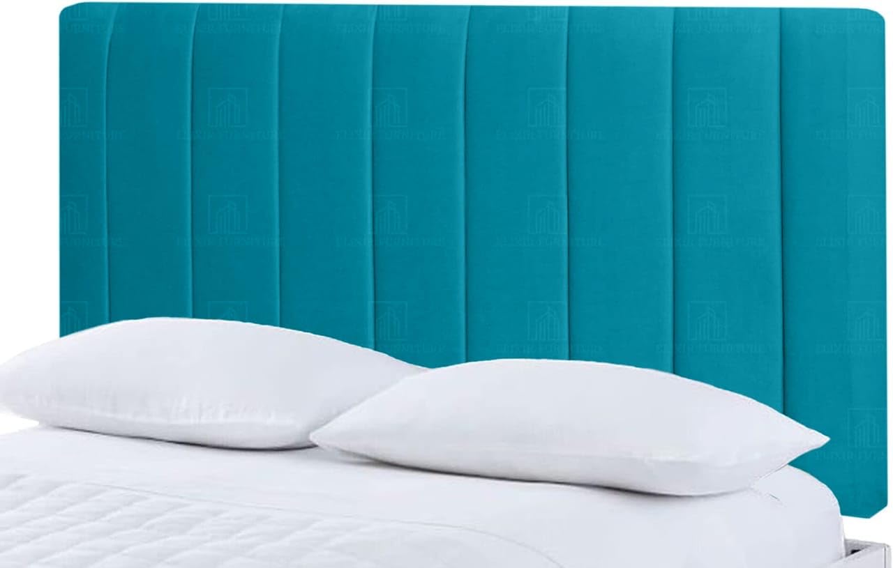 Elixir Furniture Portland Divan Headboard – 6ft Super King | 20-Inch Tall Upholstered Headboard | Plush Velvet in Mallard | Elegant Padded Design (Mallard, 6ft Super King Height-20inch)