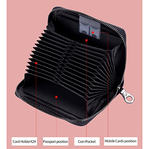 Womens wallet Genuine Leather Zipper Card Small Passport Purse for Female Wallets with Card Holders Travel Purse (Black)2