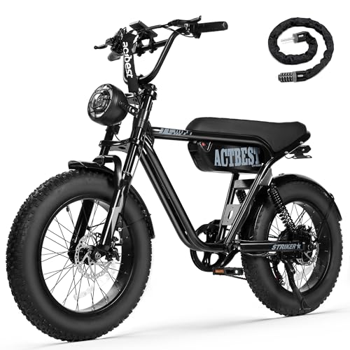 ACTBEST 16/20 Fat Tire Electric Bike for Adults/Teens 1200W/1500W Peak Motor 20+MPH & 55-75 Miles Long Range Full Suspension All-Terrain eBike for Mountain Snow Sand GB