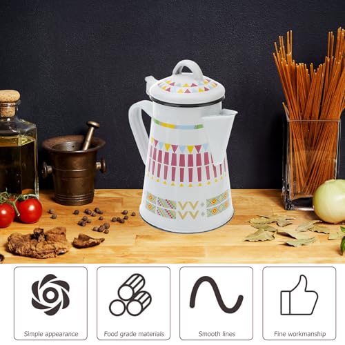 Cafetera esmaltada de 0.8l con mango cómodo y un diseño étnico elegante 7