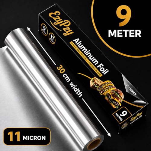 Image of Aluminium Foil Roll, Extra Strong, Non-Stick, Grease Proof, Food Safe, 9 Metres, for Oven, Barbeque and Kitchen Use