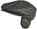 Broner Mens Wool Herringbone Ear Flap Newsboy Cap Hat (Charcoal, L)