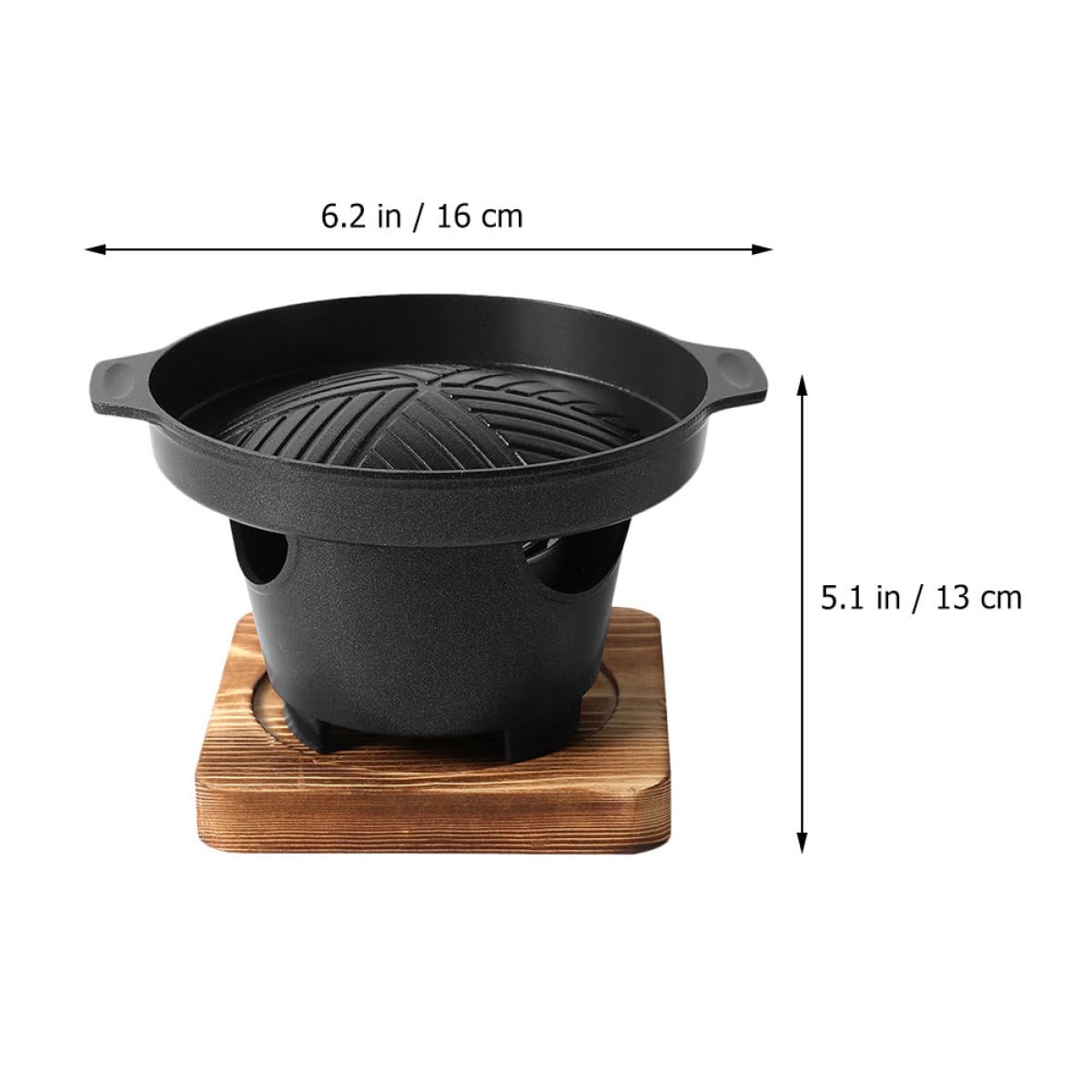 Horno Pequeño para Barbacoa de Interior de Aluminio, Parrilla de Carbón Portátil, Mini Barbacoa sin Humo Triángulo y Tabla de Madera, Utensilio Práctico para Camping y Cocina