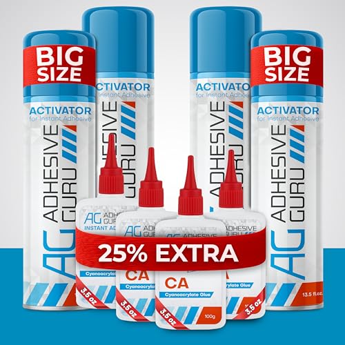 Adhesive Guru CA Glue with Activator for Woodworking (4 x