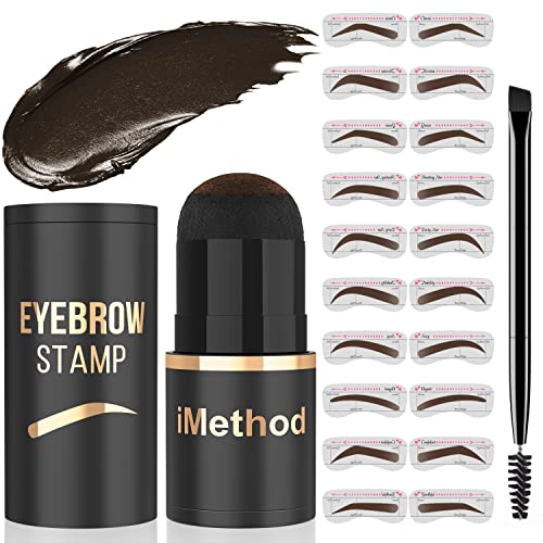 iMethod Eyebrow Stamp and Eyebrow Stencil Kit - Eyebrow Stamping Kit for Perfect Eyebrow Makeup, Eyebrow Pomade, 20 Eye brow Shaping Kit, Easy to Use, Long-Lasting, Black Brown