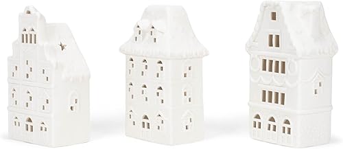 Miniatura 4 de Mark Feldstein & Associates Village Row House - Juego de 3 figuras de porcelana blanca de 8 x 4.5 pulgadas