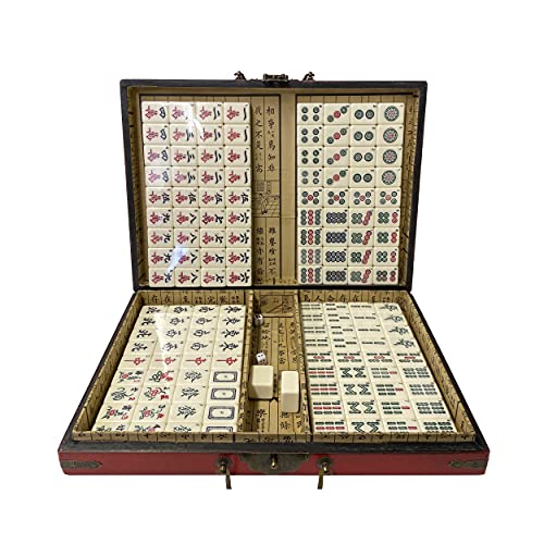 Mahjong chino artesanal con caja vinilo rojo miniatura 1