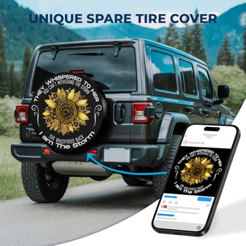 Image of GENANY Sunflower Father's Day PVC Spare Tire Cover for RV Trailer, Waterproof, No Camera Hole, Size 15 Fits 27-29 Inch