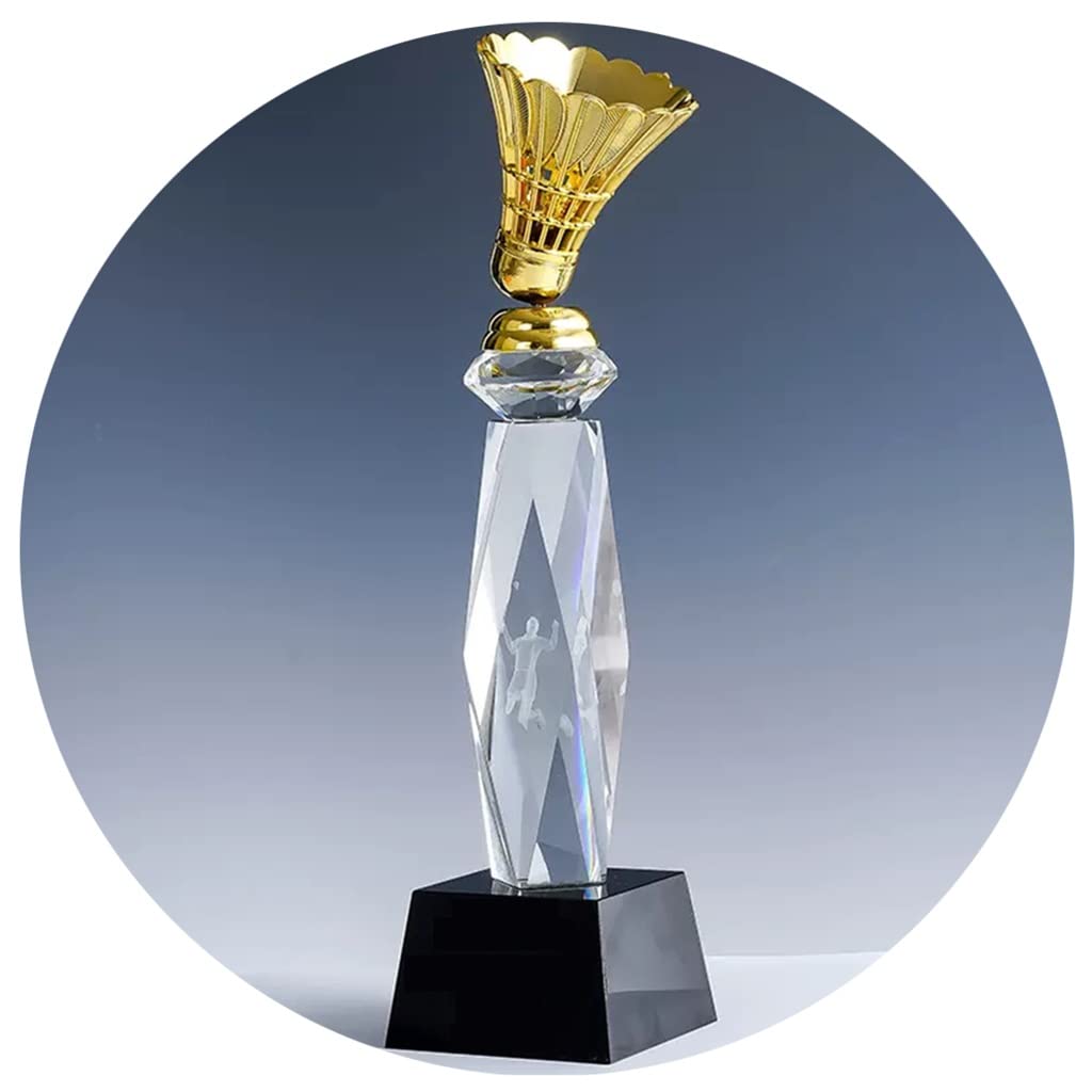 Pokale, Medaillen Auszeichnungen Badminton-Trophäe Aus Transparentem Kristall Meistertrophäe des Sport-Badminton-Wettbewerbs Badminton-Souvenir-Trophäe Badminton-Turnier-Trophäe Pokale
