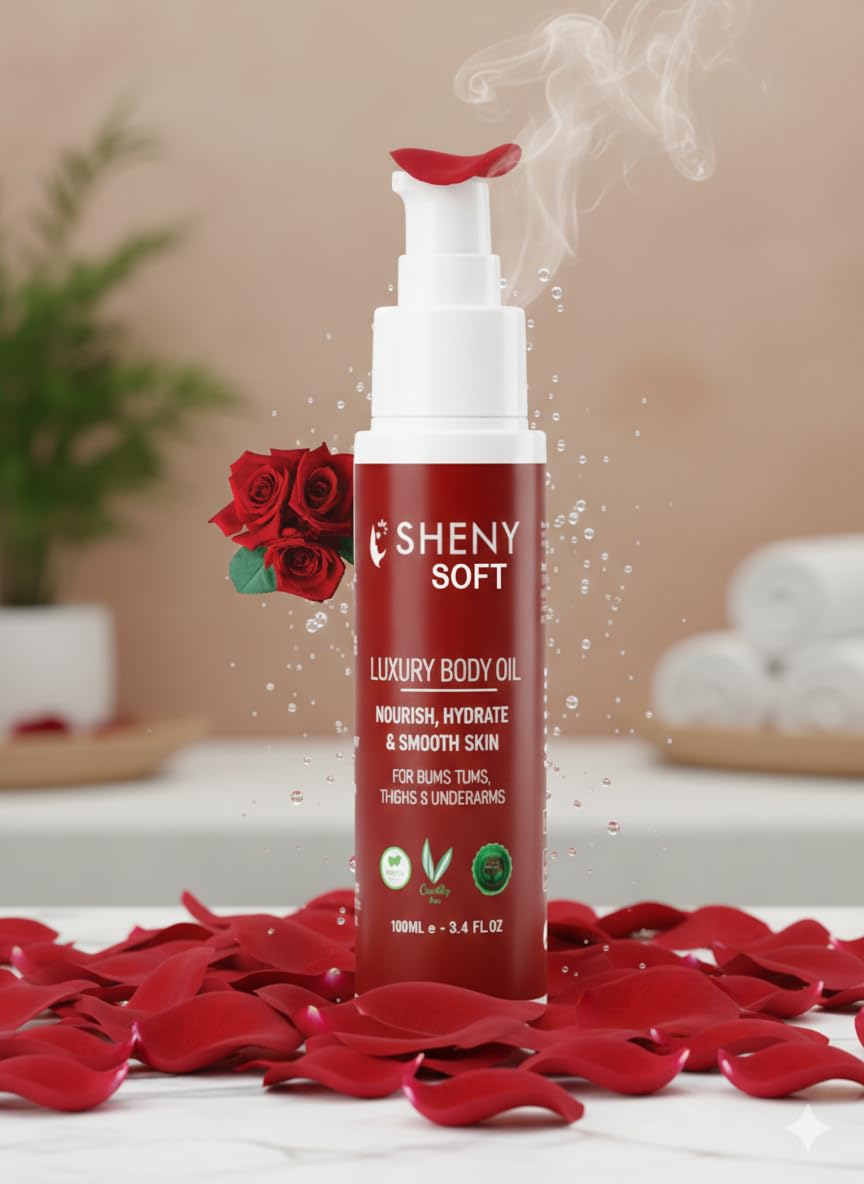 E'SHENY SOFT Luxury Body Oil, Nourish Hydrate and Smooth Skin, for Bums Tums Thighs and Underarms, 100ml