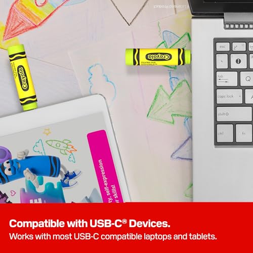 Image of SANDISK Crayola USB Type-C 256GB, Upto 300 MB /s, Crayon Design Pendrive for Smartphone, Tablet & Laptop, Electric Lime, 5Y Warranty (SDCZIC-256G-G46L)