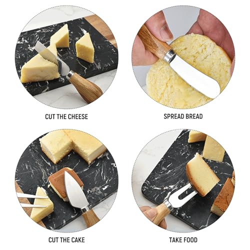 NOUYAGOV 6 PCS Cheese Knife Set,Cheese Knife Gift Set,Wooden Handle Stainless Steel Cheese Knife,Chisel Knife and Cheese Fork for Family Gatherings,Cheese Parties,Christmas and Halloween. - Image 6