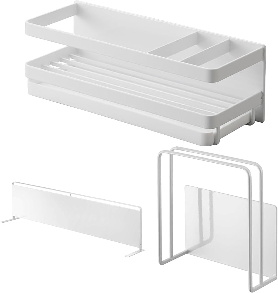 燕三条製 突っ張り 水切りラック シンク上 バスケット 2段 箸立て 包丁