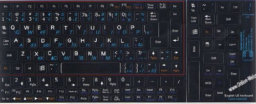 Pegatinas para Teclado Mini Checo-Inglés Fondo Negro miniatura 2