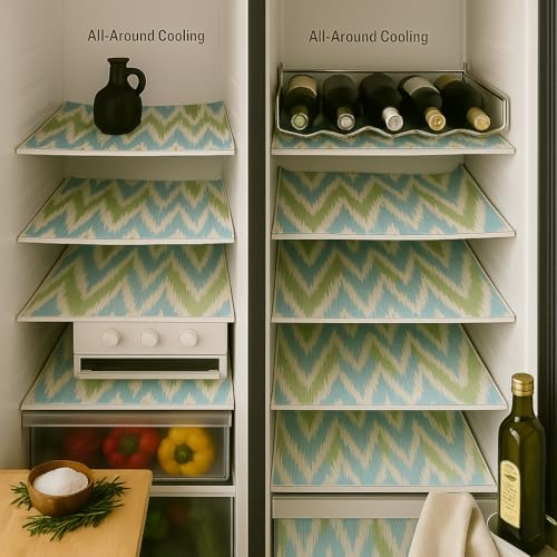 Image of Side-by-Side Door Fridge Shelf Liners Set: Mats for Refrigerator and Freezer Sections -Machine Washable Liners for Glass Shelves, Drawers, Trays Refrigerator Accessories, Pack of 22(Aqua Blue)