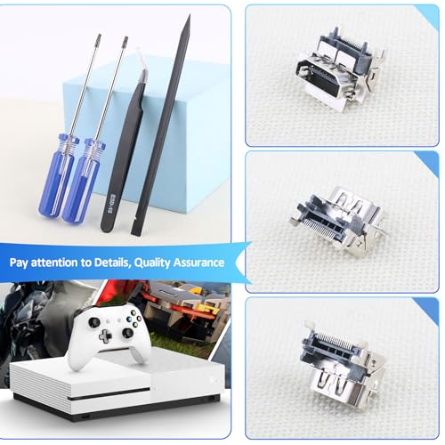 RongZy 2 Piezas para Xbox One S HDMI Puerto para Xbox One S HDMI Port Conector de Interfaz del Puerto Accesorios Repuesto con Herramientas de Reparación - imagen 6