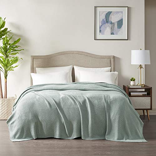 Image of INK+IVY Bree Knit Throw Blanket for Bed, Sofa, and Couch, Lightweight, Breathable, Soft & Cozy Summer Blanket, King (108 in x 90 in), Aqua