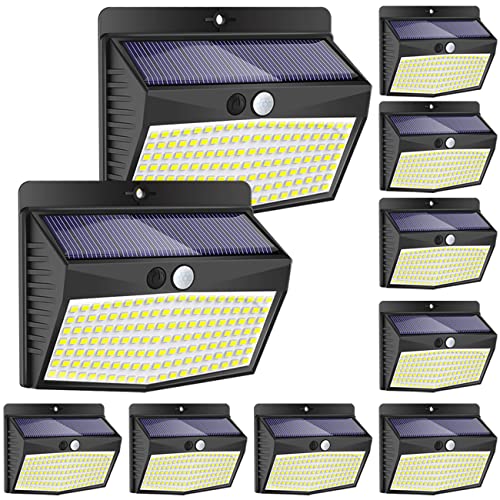 Solar Lights for Outdoor Use with Motion Sensor, Pack of 10, 138 LED, 3 Modes, 270 Solar Motion Sensor, Outdoor, Solar Outdoor Light with Motion Sensor, Solar Light with Motion Sensor, Wall Light, Garden