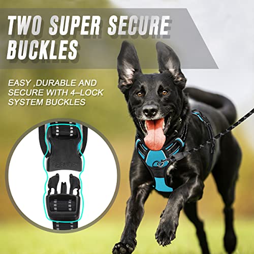 Barkbay No Pull Dog Harness Front Clip Heavy Duty Reflective Easy Control Handle For Large Dog Walking(Blue,L) #TOP3