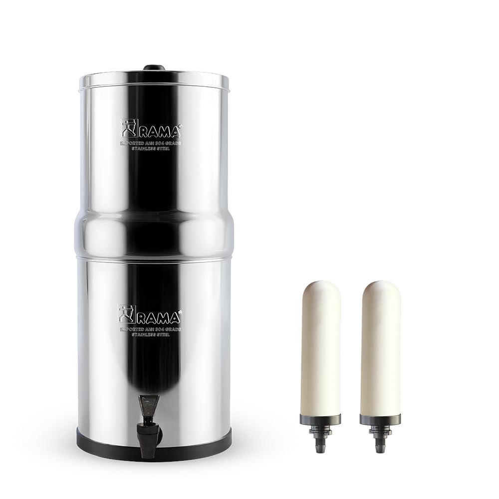 Sponsored Ad - Gravity Water Filter | 17L Total Capacity (8L Storage) | 304 Stainless Steel Non Electric Water Purifier Filter for Home | Includes Spirit 7" Ceramic Candles & 10-Year Warranty