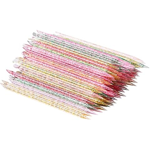 Cozlly 100Pcs Nagelhautschieber Plastik, Bunt Profi Nagelhautschieber Spatel Pusher Nagelschieber Cuticle Pusher, Doppelseitig Nagel punktierstift Cover