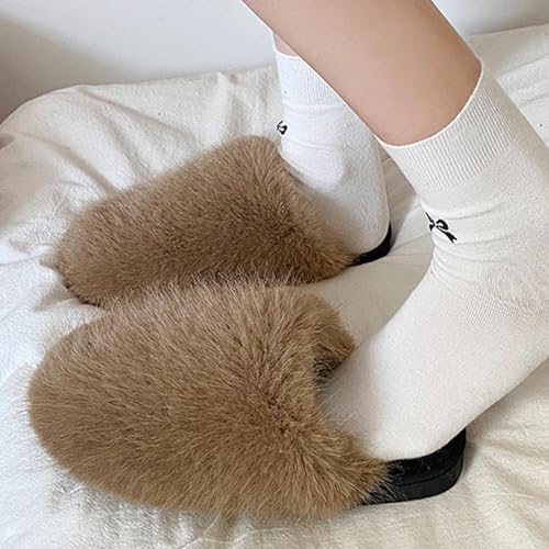 Indoors Fuzzy Slipper for Women Lightweight Casual Terry Cloth Slide Winter Fall Keep Warm Sandal Anti-slip Shoes4
