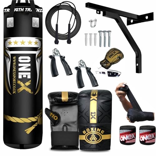 Boxing bag heavy duty punching bag Filled 4ft 5ft set punch bag Kickboxing MMA Grappling Muay Thai Karate BJJ best punch bags equipment for Indoor or Outdoor boxing Training (4ft)