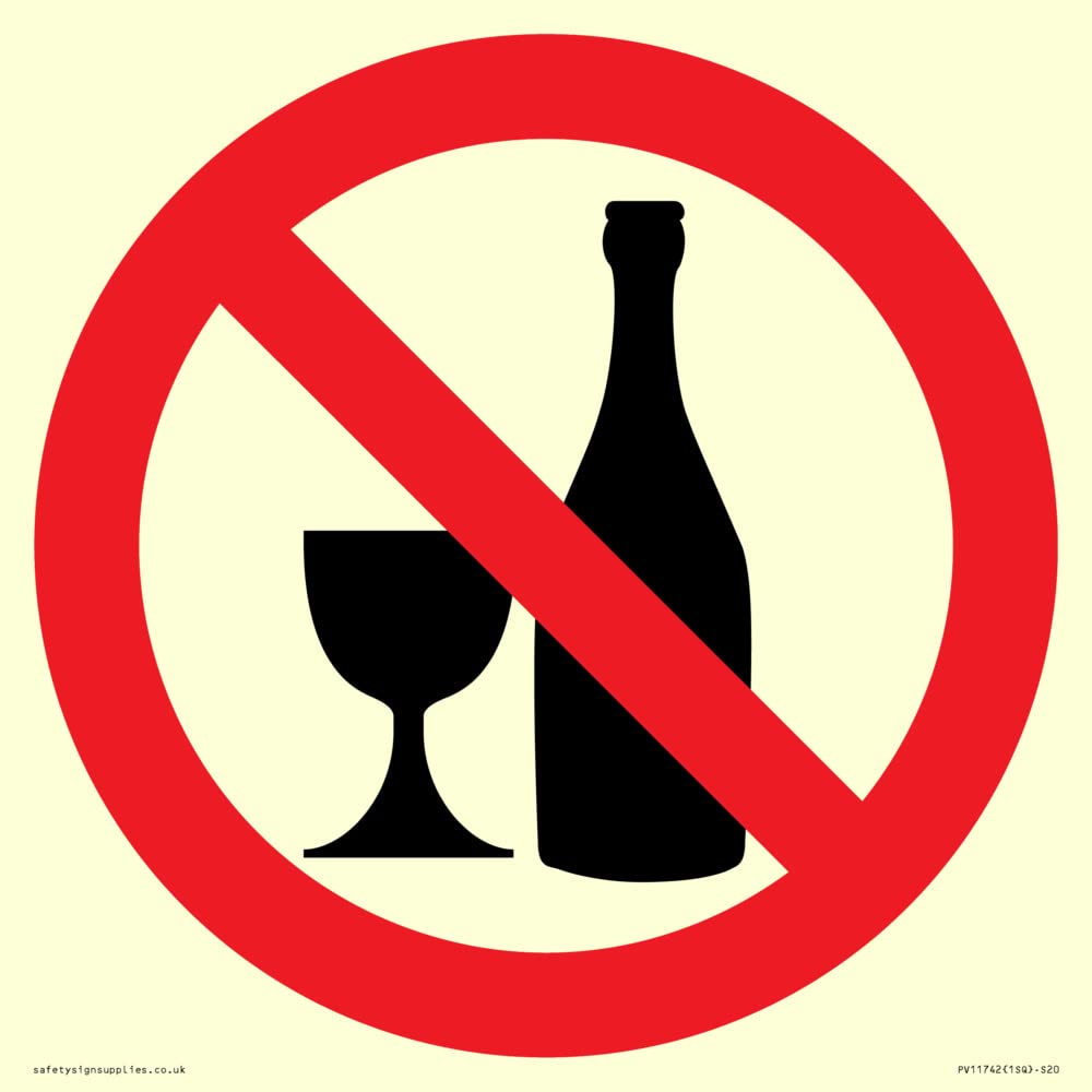 Prohibition: No alcohol Sign - 200x200mm - S20