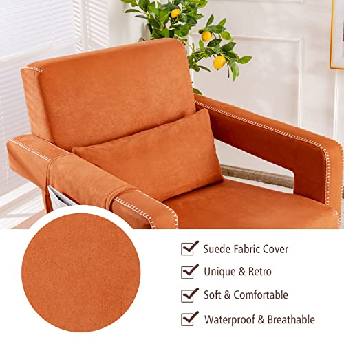 Sillón plegable naranja con estructura de pino miniatura 5