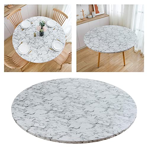 Mantel redondo ajustable de mármol blanco de 114 a 142 cm 7