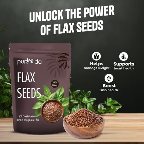 Image of Purevida Flax Seeds 200gm | Raw Alsi Seeds for Hair Growth, Smoothies, Baking | Rich in Omega-3, Fiber, Protein & Essential Nutrients | 100% Natural, Gluten-Free | Superfood for Optimal Health