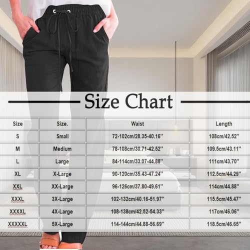 Cotton Linen Pants for Women Dressy Casual High Waisted Drawstring Pant Causal Summer Straight Leg Lounge Trousers3