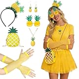 CHENBOOW Conjunto de Disfraz de Piña,Pineapple Costume Set,Disfraz de Piña de para Mujer,Juego de Disfraces Hawaiano,para Fiestas,Carnaval,Disfraces de Halloween