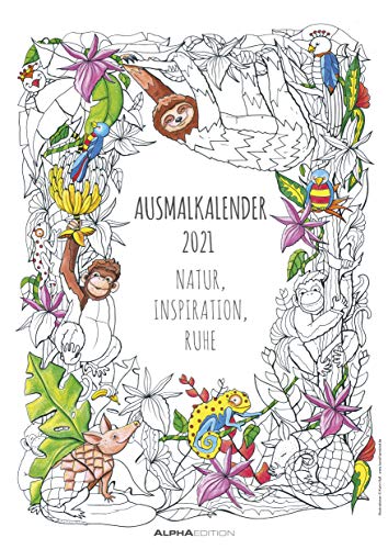 Télécharger Ausmalkalender 2021: Natur, Inspiration, Ruhe Francais PDF